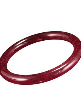 Natural Pigeon Blood Red Strawberry Quartz Bracelet 27.95g 60.3mm ID Certified
